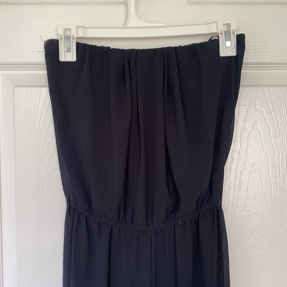 Black chiffon tube top jumpsuit